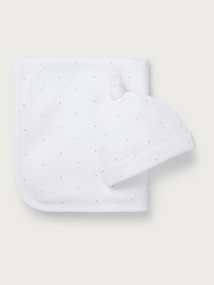 The White Company White Star Quilted Blanket & Hat Set - Image 1 of 1 The White Company White Star Quilted Blanket & Hat Set - Image 1 of 1