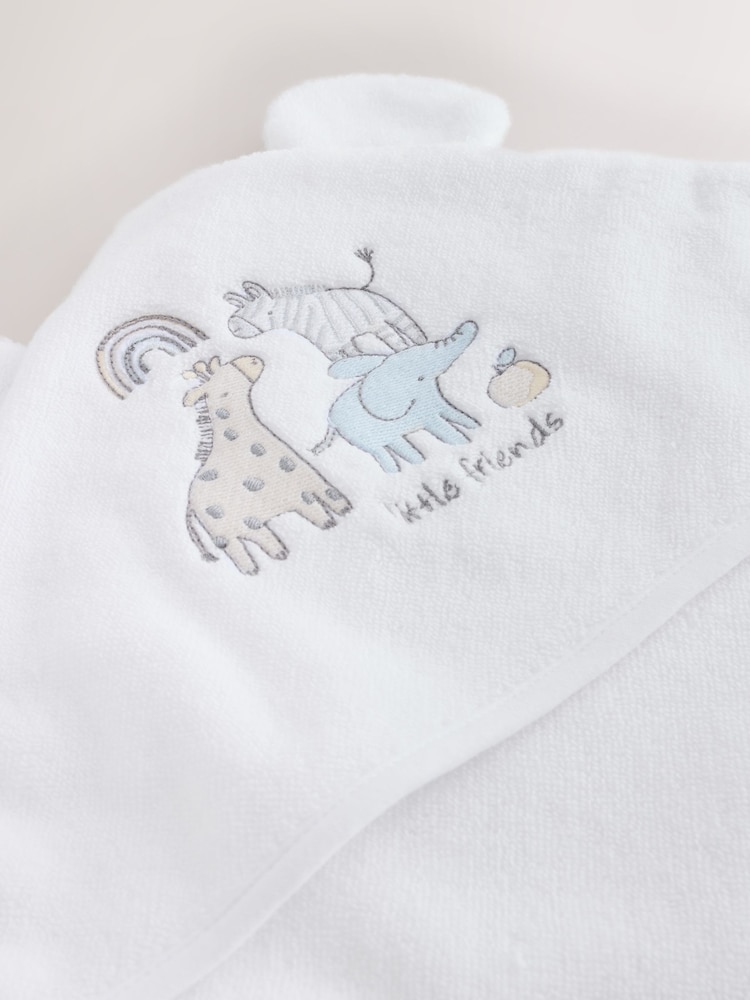 White Safari Animals Hooded Baby Towel - Image 2 of 5
