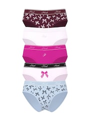 Victoria's Secret Pink Pink/Blue/Purple Hipster 5 Pack Logo Knickers - Image 1 of 1