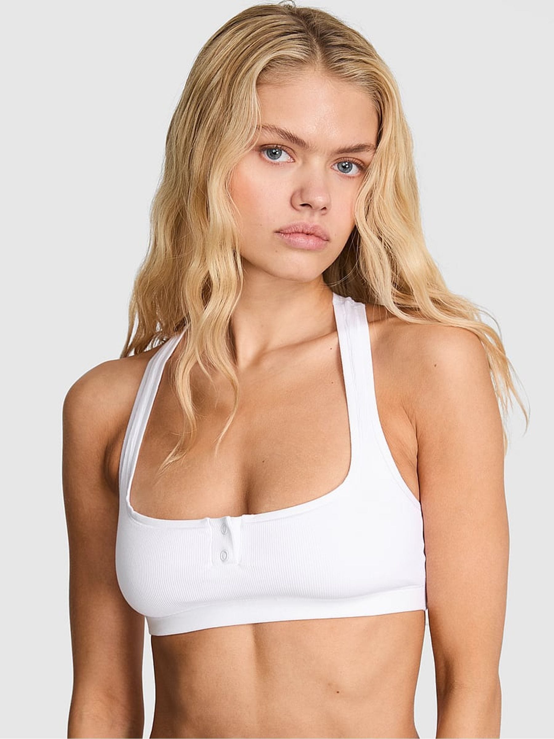 Victoria's Secret PINK White Racer Back Cotton Bralette