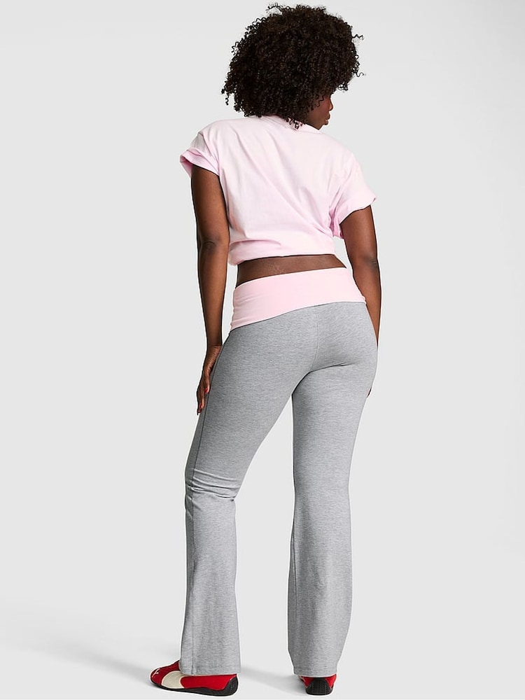 Victoria's Secret PINK Heather Grey and Pink Foldover Flares Leggings - Image 2 of 2