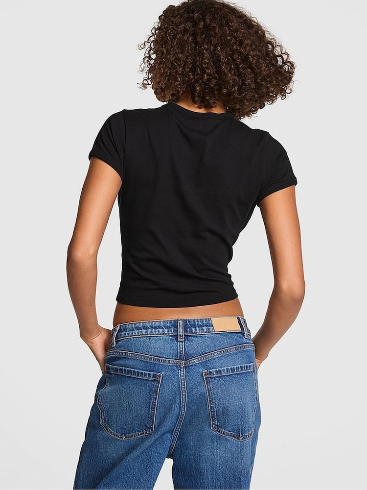 Victoria's Secret PINK Black Cherry Print Retro T-Shirt - Image 2 of 3