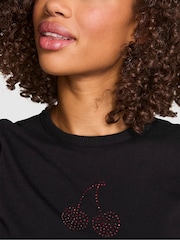 Victoria's Secret PINK Black Cherry Print Retro T-Shirt - Image 3 of 3