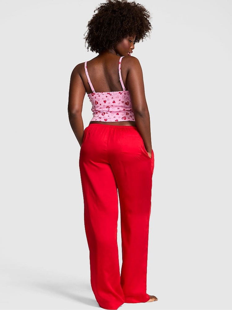 Victoria's Secret Pink Bright Vermillion Red Logo Long Pyjama Bottoms - Image 2 of 3