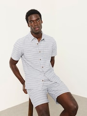 FatFace Ladram Blue Texture Stripe Shorts - Image 6 of 7