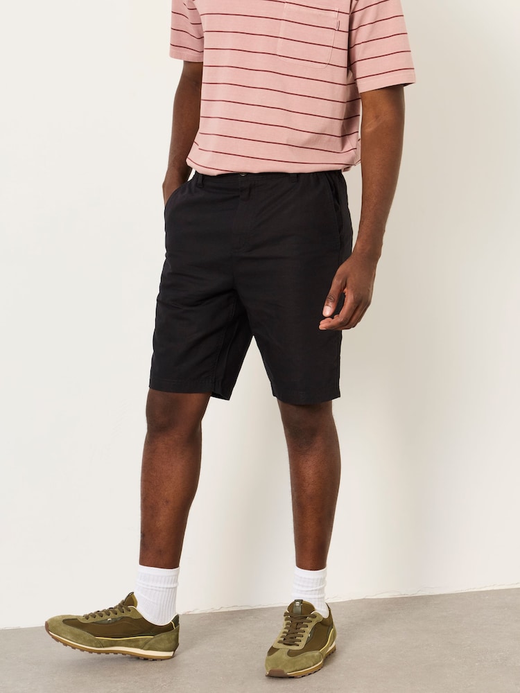 FatFace Salcombe Washed Black Linen Cotton Shorts - Image 1 of 7