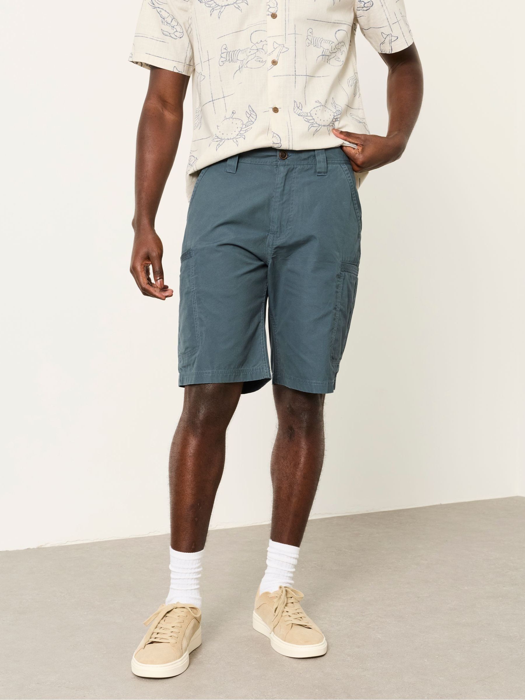 Fat Face Fatface Burley Dark Teal Blue Lightweight Cargo Shorts