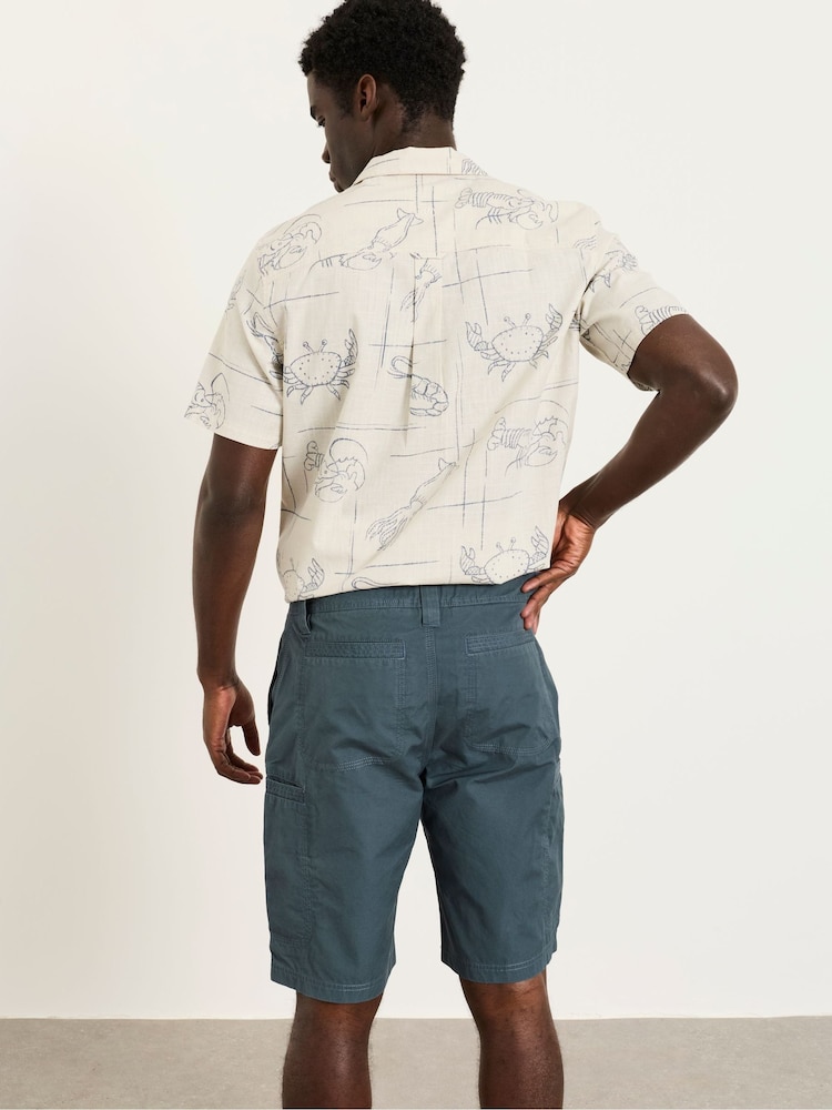 FatFace Burley Dark Teal Blue Lightweight Cargo Shorts - Image 2 of 5