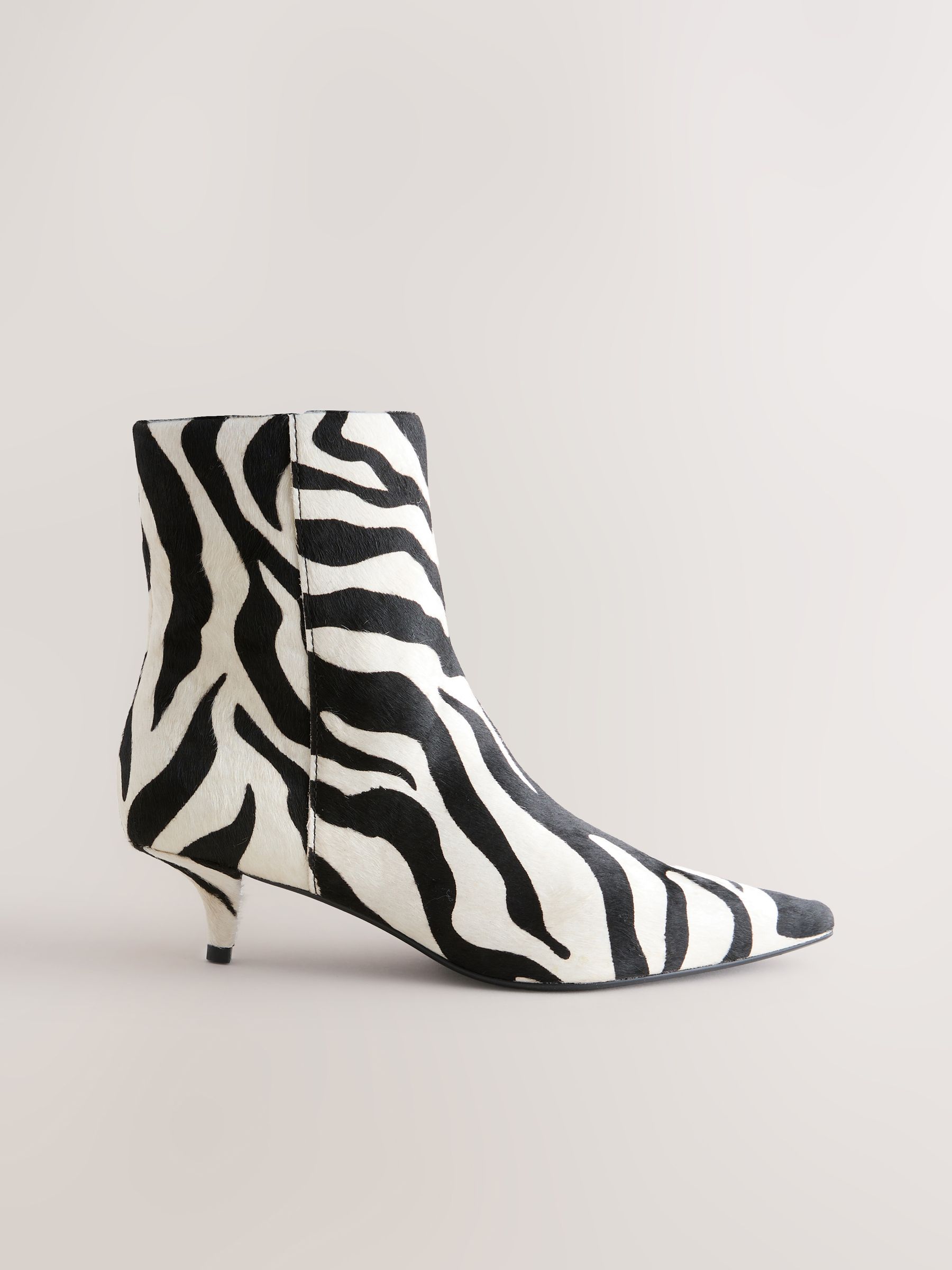 Buy Zebra Print Leather Forever Comfort® Almond Toe Heeled Ankle