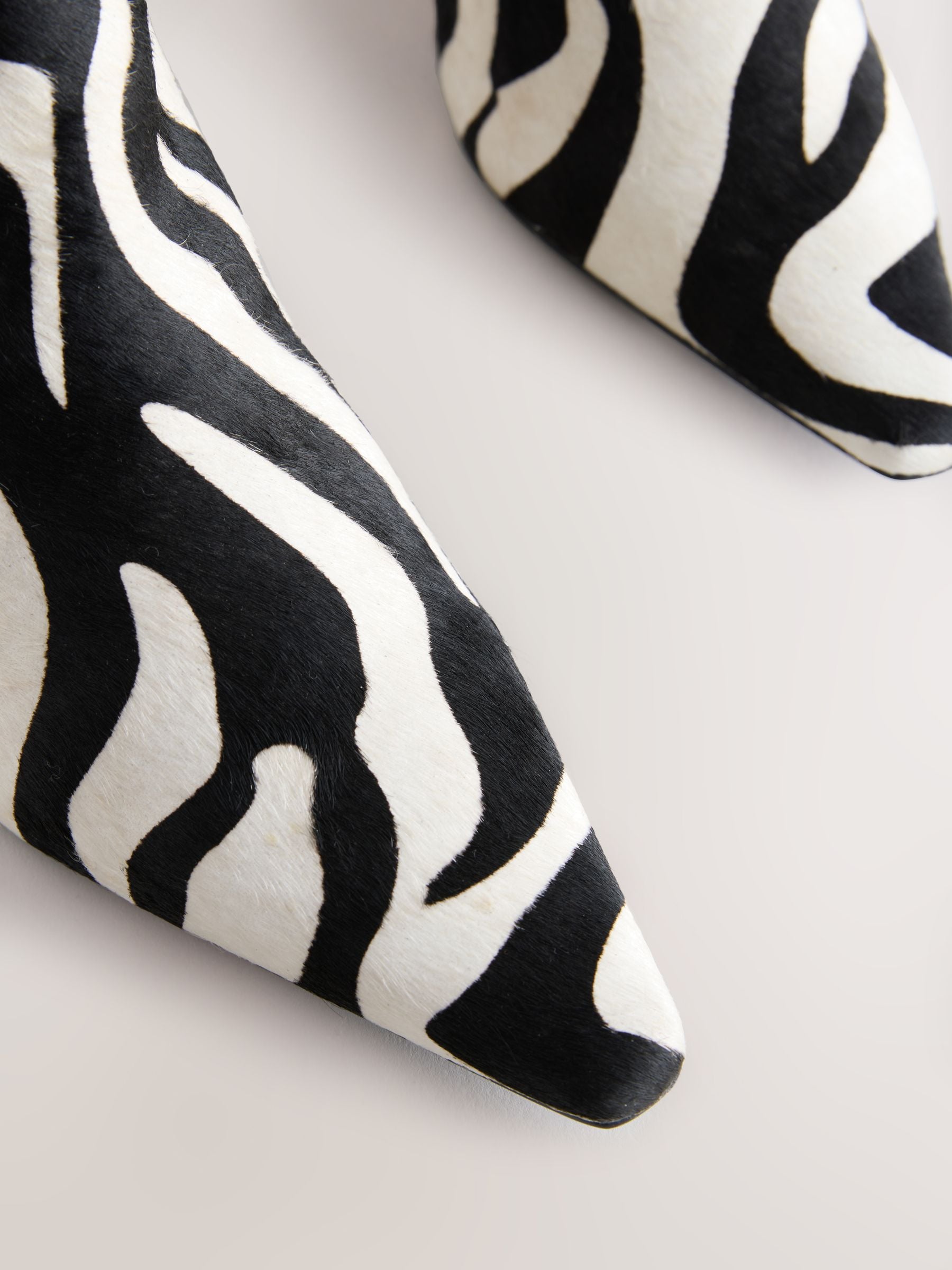 Buy Zebra Print Leather Forever Comfort® Almond Toe Heeled Ankle