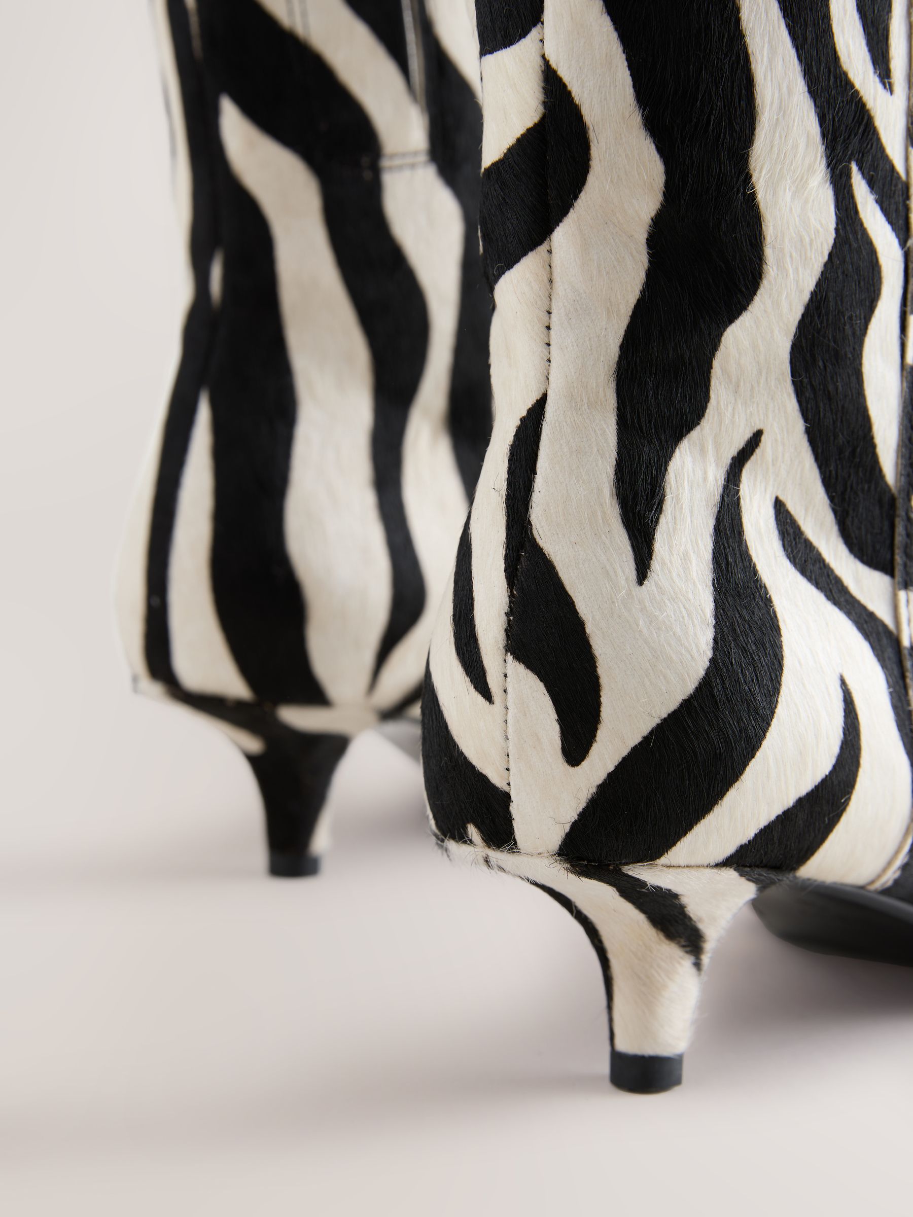 Buy Zebra Print Leather Forever Comfort® Almond Toe Heeled Ankle