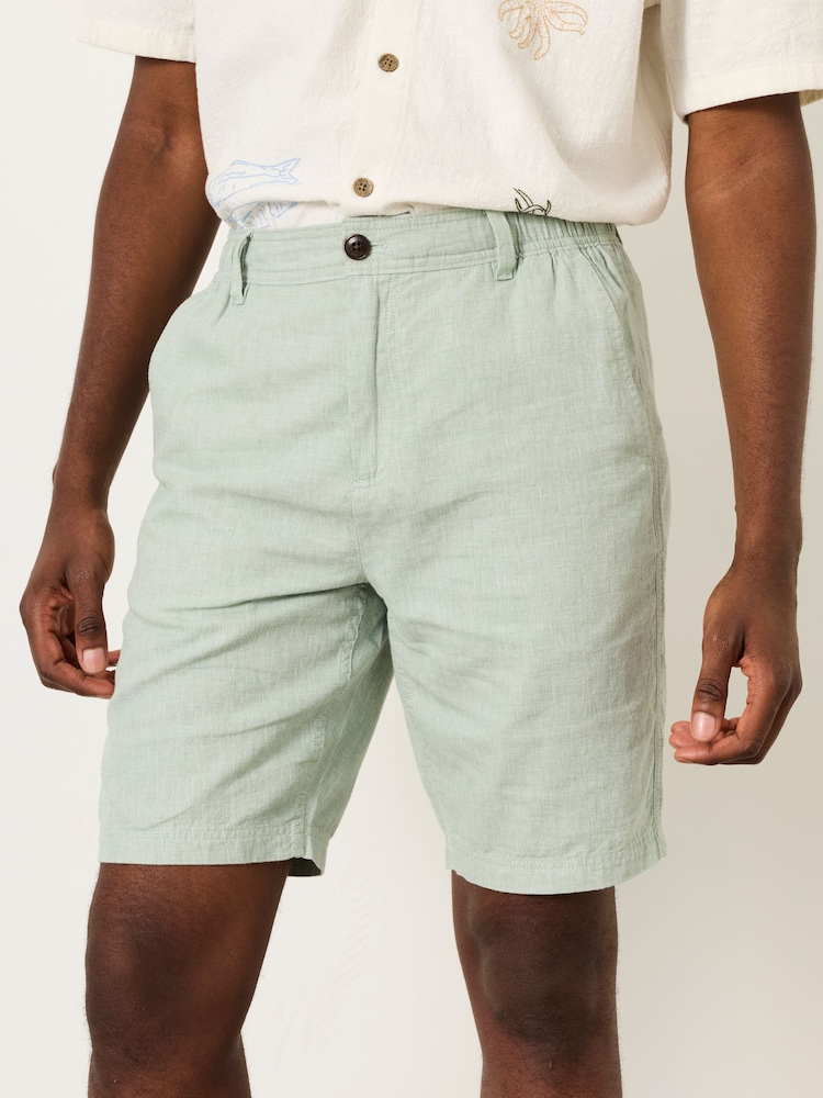FatFace Salcombe Mid Green Linen Cotton Shorts - Image 1 of 6 FatFace Salcombe Mid Green Linen Cotton Shorts - Image 1 of 6
