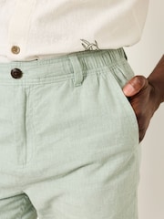 FatFace Salcombe Mid Green Linen Cotton Shorts - Image 4 of 6