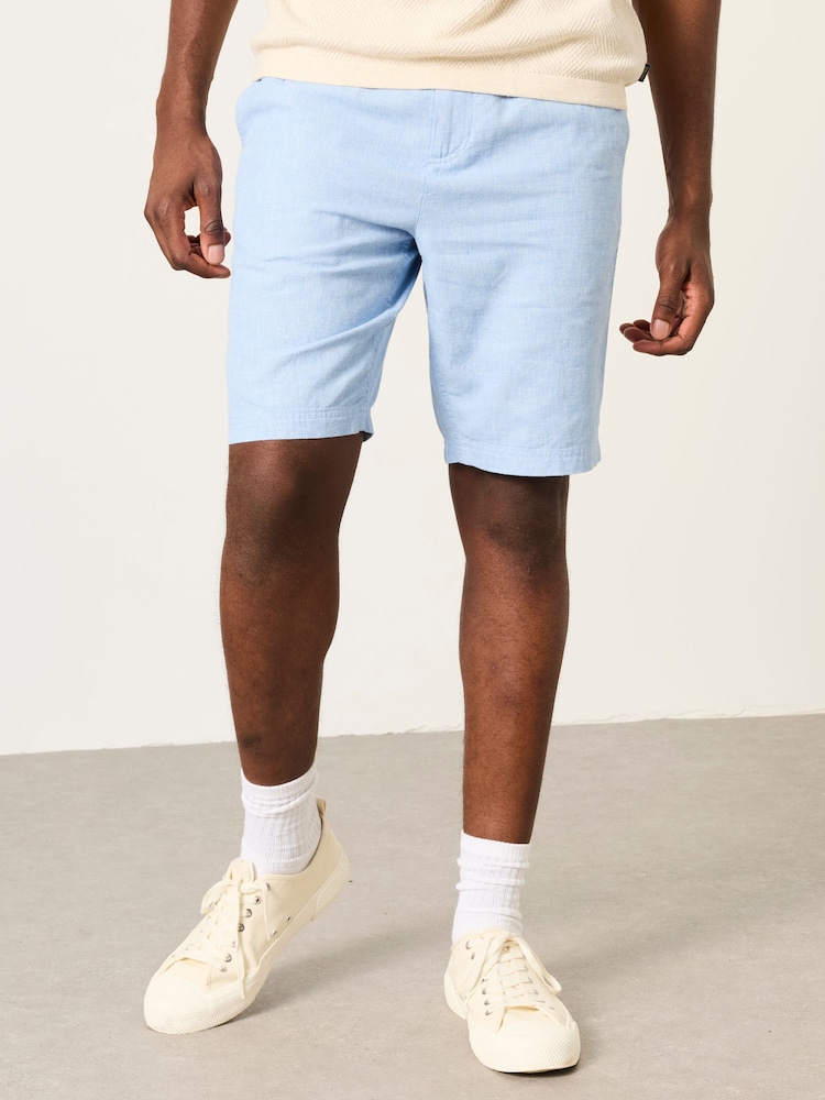 FatFace Salcombe Dusky Blue Linen Cotton Shorts - Image 1 of 6