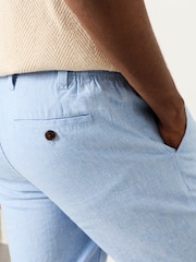 FatFace Salcombe Dusky Blue Linen Cotton Shorts - Image 4 of 6