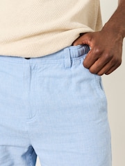 FatFace Salcombe Dusky Blue Linen Cotton Shorts - Image 5 of 6