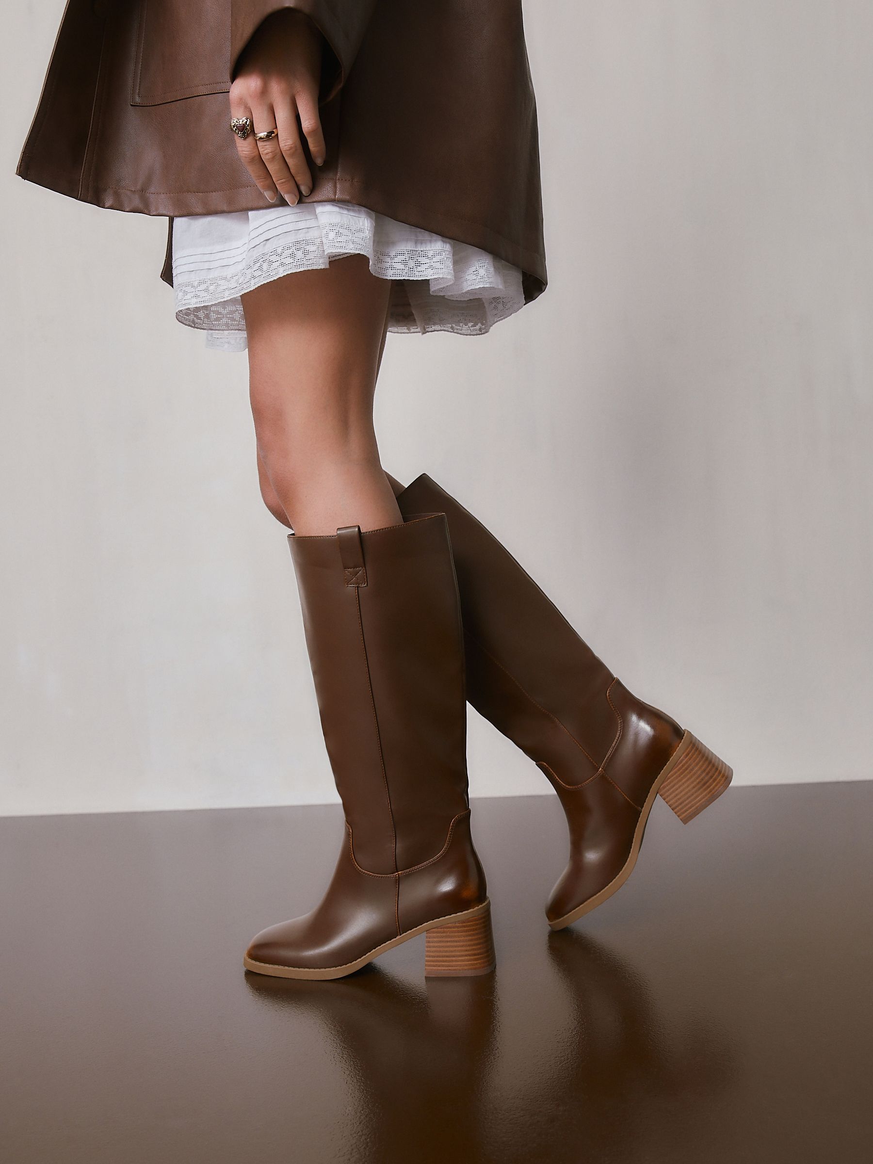 Buy Chocolate Brown Forever Comfort® Pull On Knee High Heeled