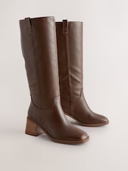 Chocolate Brown Forever Comfort® Pull On Knee High Heeled Boots - Image 11 of 14