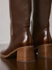 Chocolate Brown Forever Comfort® Pull On Knee High Heeled Boots - Image 6 of 14