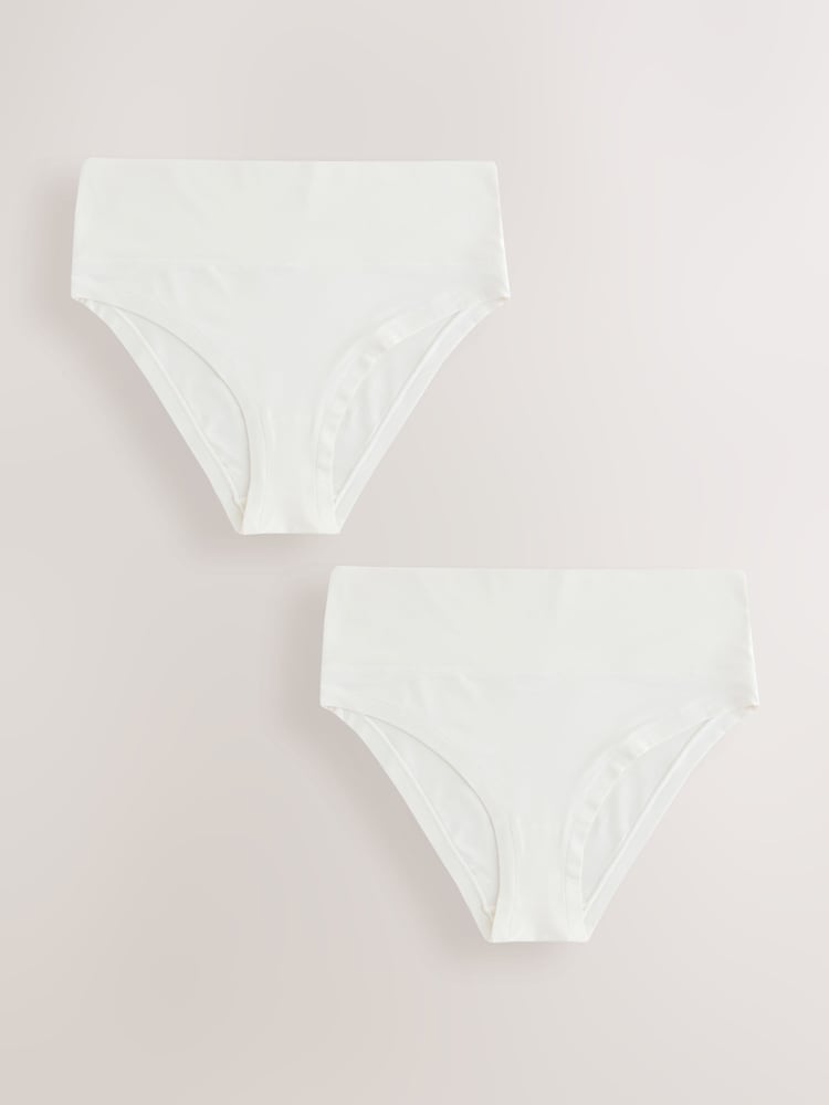 Cream High Waist High Leg Ultimate Comfort Knickers 2 Pack - Image 1 of 5