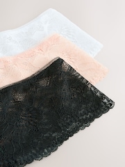 Black/Pink/White Hipster Thong Lace Knickers 3 Pack - Image 10 of 11