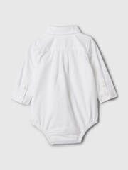 Gap White Brannan Bear Oxford Long Sleeve Bodysuit (Nebworn-24mths) (0-24mths) - Image 2 of 2