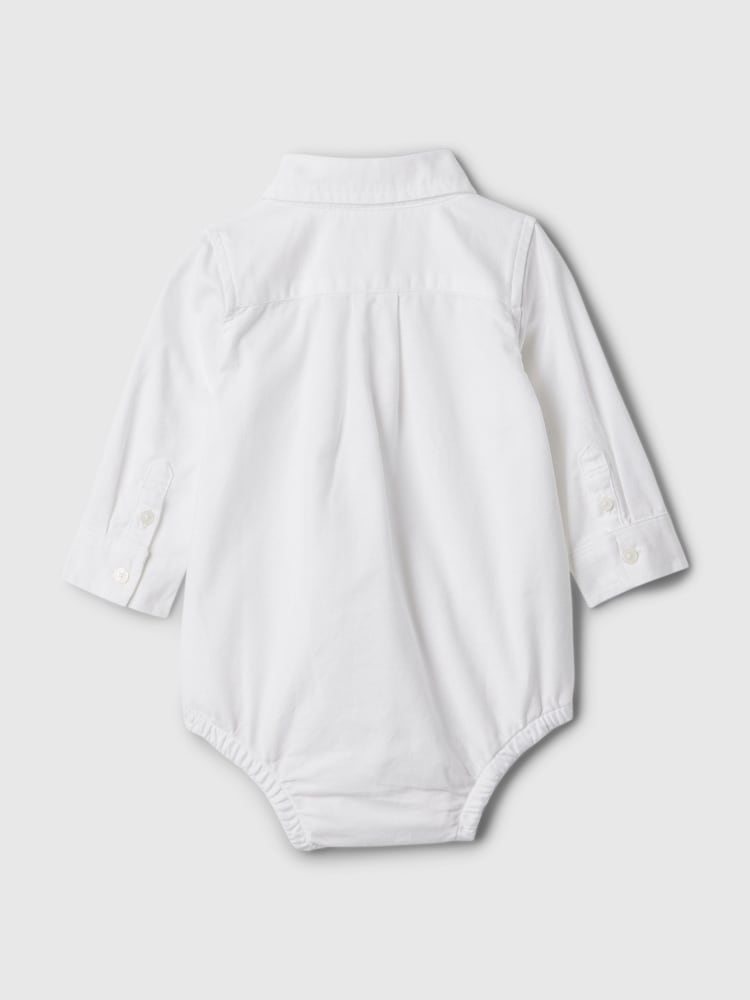 Gap White Brannan Bear Oxford Long Sleeve Bodysuit (Nebworn-24mths) (0-24mths) - Image 2 of 2