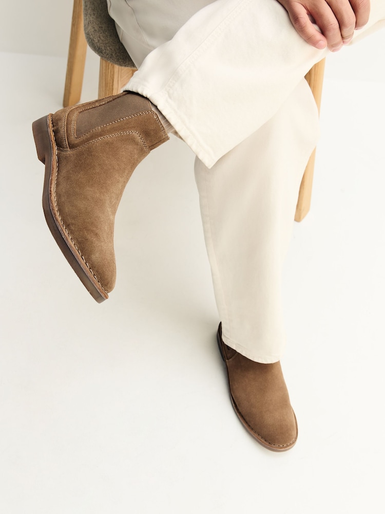 Stone Stitchdown Chelsea Boots - Image 2 of 7