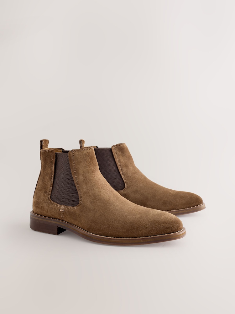 Tan Brown Suede Chelsea Boots - Image 1 of 7