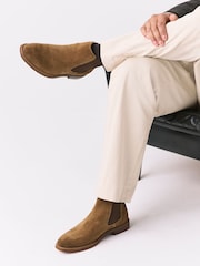 Tan Brown Suede Chelsea Boots - Image 3 of 7