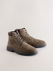 Mink Brown Tall Leather Zip-Up Boots - Image 2 of 5