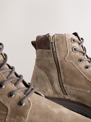 Mink Brown Tall Leather Zip-Up Boots - Image 4 of 5