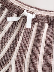 Chocolate Brown Short Sleeve Textured Stripe Shirt and Shorts Set (3-16yrs) - Image 11 of 12