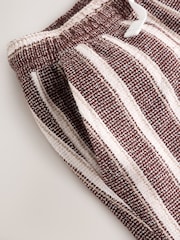 Chocolate Brown Short Sleeve Textured Stripe Shirt and Shorts Set (3-16yrs) - Image 12 of 12