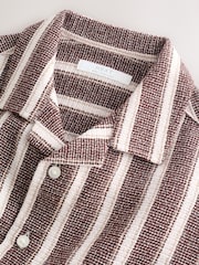 Chocolate Brown Short Sleeve Textured Stripe Shirt and Shorts Set (3-16yrs) - Image 4 of 8