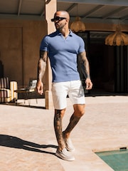 Azul - MAUVAIS Elysee Ribbed Revere Polo - Imagem 2 de 4