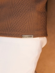 MAUVAIS Brown Cedro Textured T-Shirt - Image 4 of 4