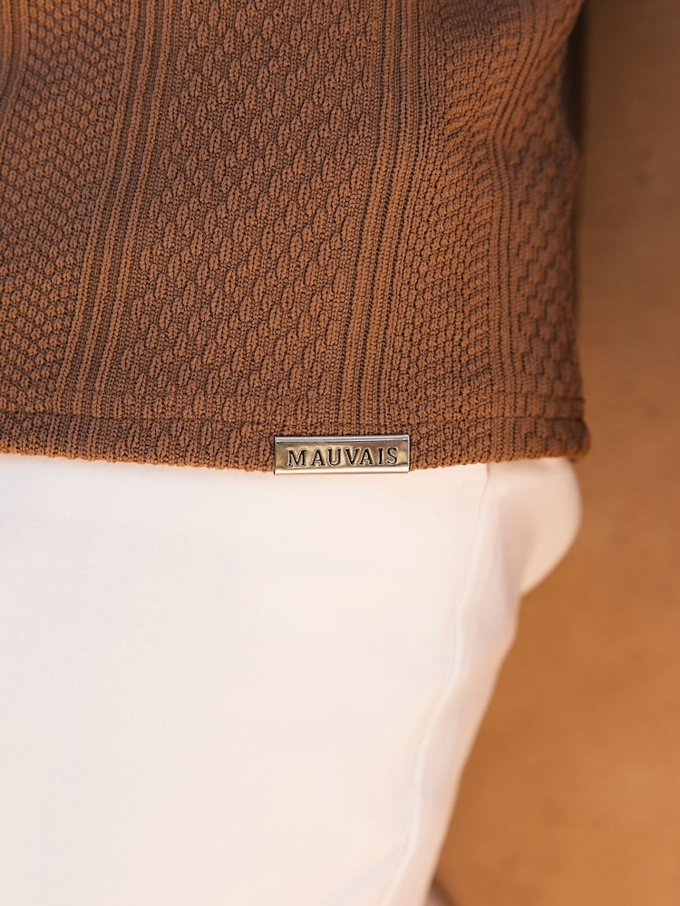 MAUVAIS Brown Cedro Textured T-Shirt - Image 4 of 4