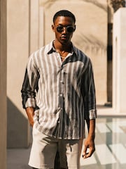 MAUVAIS Brown Johona Long Sleeve Stripe Shirt - Image 2 of 6