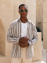 MAUVAIS Brown Johona Long Sleeve Stripe Shirt - Image 4 of 6