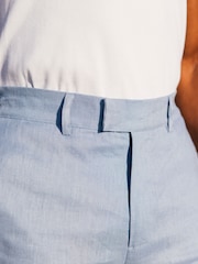 MAUVAIS Blue Nammos Pure Linen Tailored Shorts - Image 8 of 8