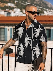 MAUVAIS Black Amante Relaxed Embroidered Shirt in Black - Image 1 of 6