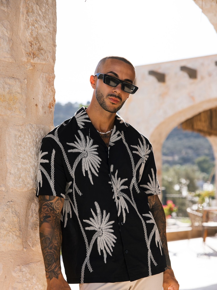 MAUVAIS Black Amante Relaxed Embroidered Shirt in Black - Image 2 of 6