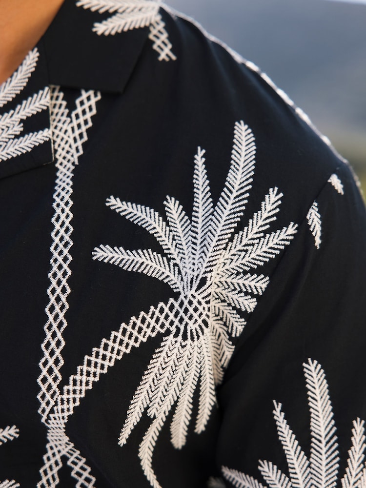 MAUVAIS Black Amante Relaxed Embroidered Shirt in Black - Image 6 of 6