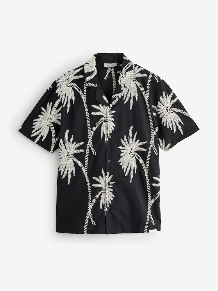 MAUVAIS Black Amante Relaxed Embroidered Shirt in Black - Image 7 of 7
