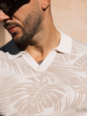 MAUVAIS Natural Palmas Jacquard Leaf Knit Polo - Image 4 of 6