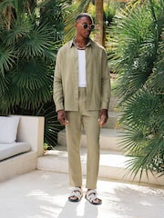 Verde - MAUVAIS Nammos Pure Linen Tailored Shirt - Imagem 1 de 7