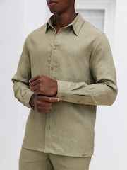 Verde - MAUVAIS Nammos Pure Linen Tailored Shirt - Imagem 4 de 7
