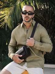 Verde - MAUVAIS Nammos Pure Linen Tailored Shirt - Imagem 7 de 7