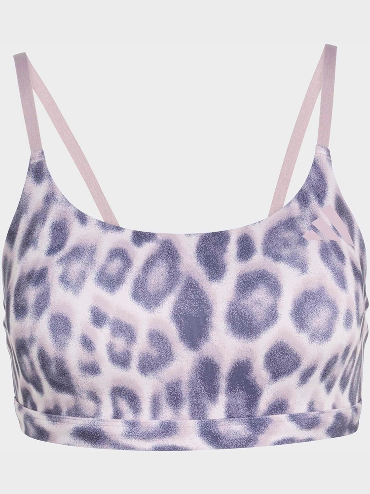 adidas Optime Essentials Workout Leopard Print Light Support Sports Bra - תמונה 6 מתוך 6